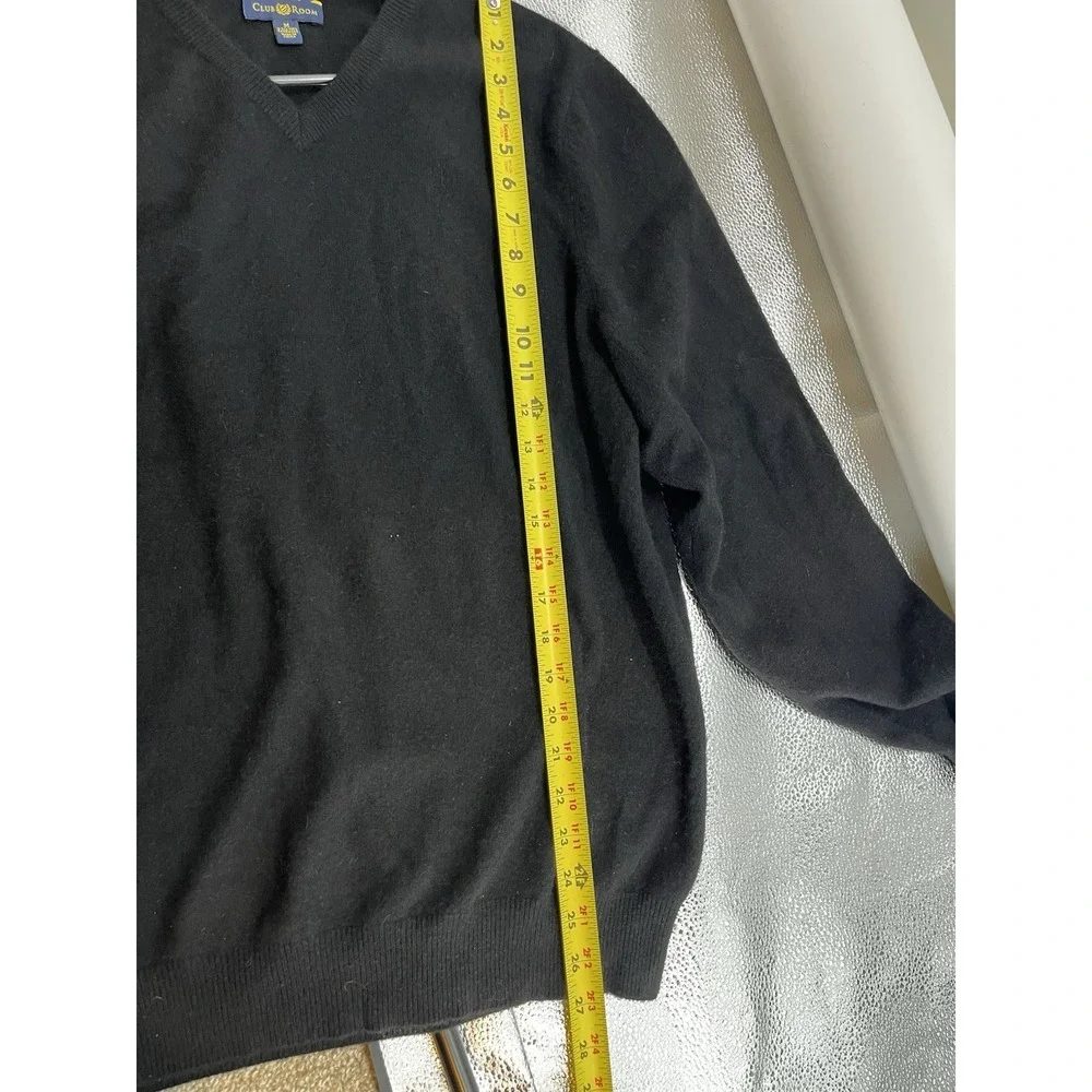 Club Room Medium M Estate Cashmere Sweater V Neck Black‎ Preppy Business